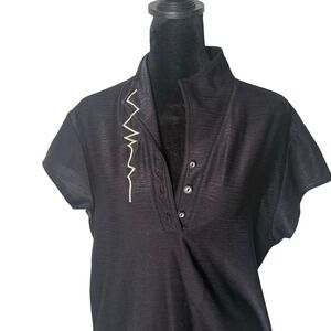 Jamie Sadock Golf Polo Shirt Athletic Top Short Sleeve Black Womens Size L‎